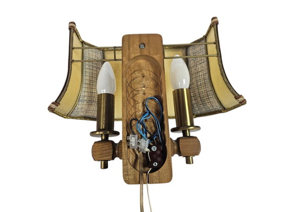 Image 1 of Lampada da parete Herda Holland - a sospensione - legno - ottone - anni '70