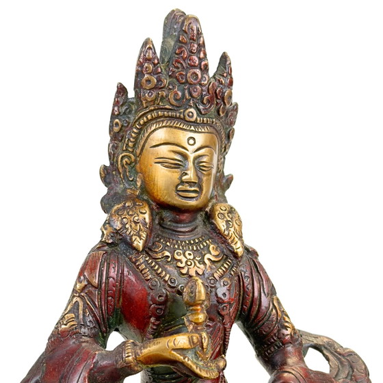 Tibetische Vajrasattva Bronze Himalaya Zweifarbige Patina Statue 22 cm – Bildhauerei (photo 3 of 10)