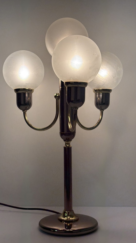 Image 1 of Lampe boule vintage originale en laiton, modèle Lengefeld