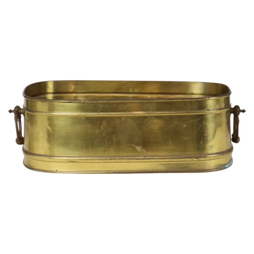 Grande fioriera ovale in ottone, vintage, XL, vaso portaoggetti 41 cm – plantenbak, Brass (photo 2 of 15)