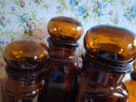 Set Van 5 Amber Glas Apothekerspotten – Keukenaccessoires, Plastic (photo 3 of 9)