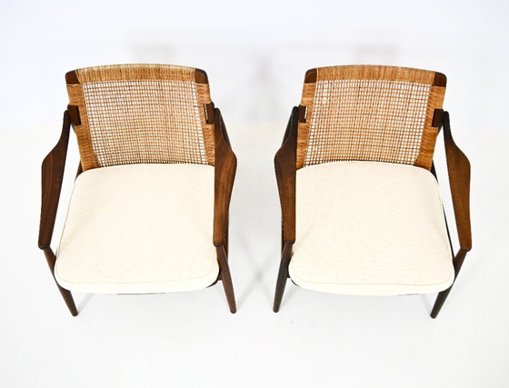 Sessel "Model 400" von Hartmut Lohmeyer für Wilkhahn, 1950er, 2er Set – Rattan, Textile (photo 7 of 12)