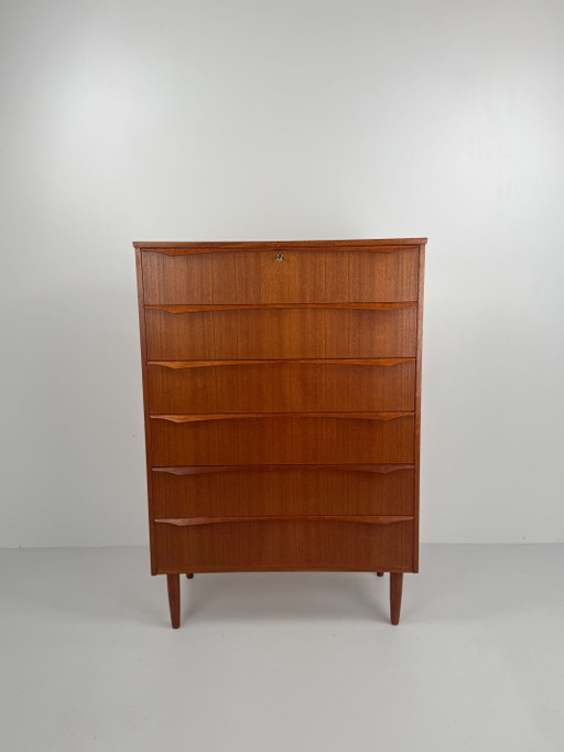 Cómoda alta danesa, Dinamarca, década de 1960. – ladekasten, Wood, Vintage