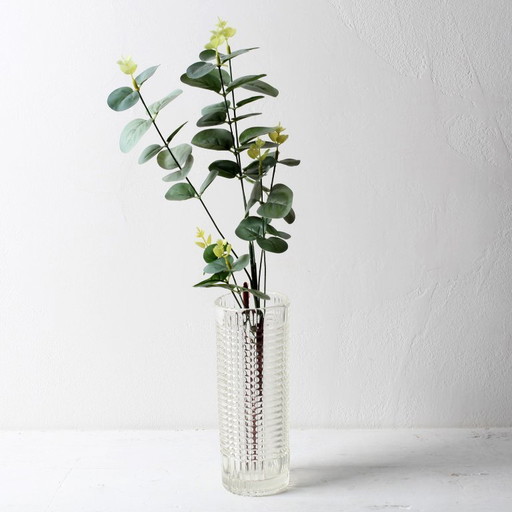 Mid-century Elegant Clear Pressed Glass Vintage Vase by Miloš Filip / Rosice / Czech Republic / 1957