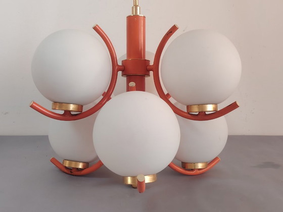 Image 1 of Lampe suspendue futuriste Spoutnik de l'ère spatiale, attribuée à Richard Essig