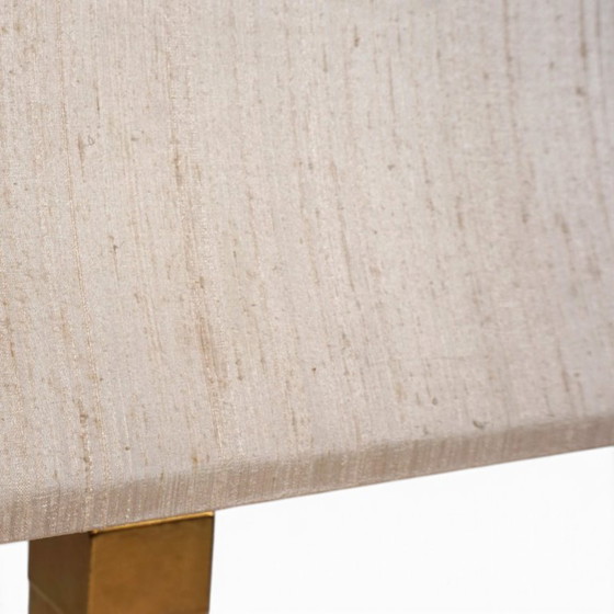 Lampada da tavolo De Knudt con base in ceramica dorata e paralume in lino, 1970, DeKnudt, Lampade da tavolo (foto 13 di 13)