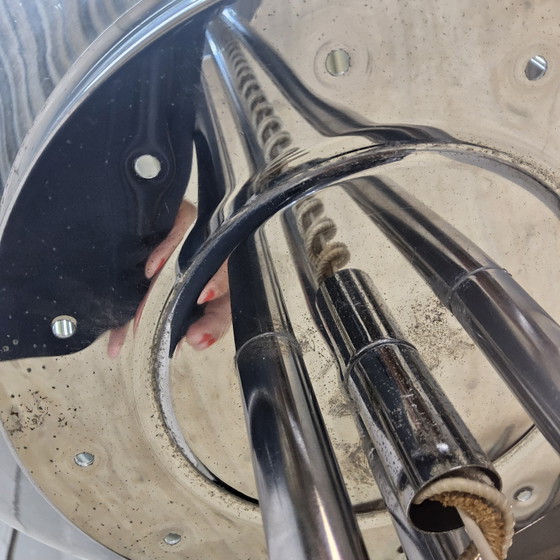 Image 1 of Vintage Itliaanse design Space Age vloerlamp Chroom en Glas (jaren 70 / 70s) unieke lamp 