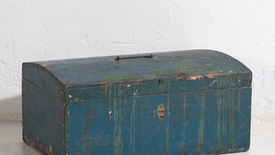 Piccola cassapanca antica con patina blu navy (c.1920) #68 – Armadi contenitori, Rustic (photo 3 of 39)