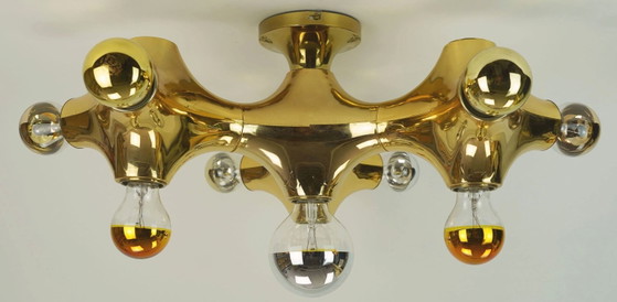 Cosack Gemini Space Age plafondlamp - goudkleurig plastic - Sputnik plafondlamp - jaren 70. – Plafondlampen (photo 3 of 20)