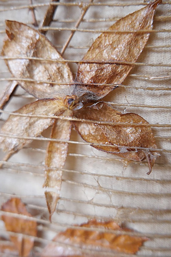 Image 1 of Grande lampe vintage années 70 design 1970 style ACCOLAY bois metal tissu