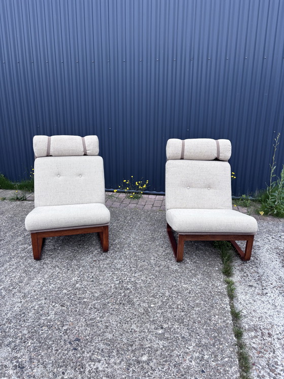 Image 1 of 2 stuks design vintage teak magnes olesen poltrona fauteuil