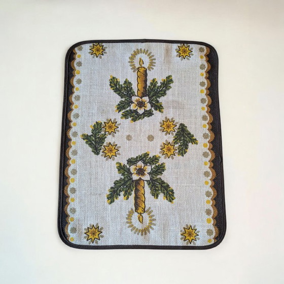 Image 1 of Raro sottopiatto vintage anni '60/'70 di NAGEL Piepmatz – design natalizio in juta