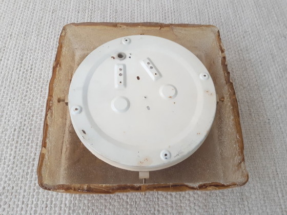 Image 1 of Suspension carrée en verre impressionnante de RZB Leuchten, suspension vintage en verre avec relief.