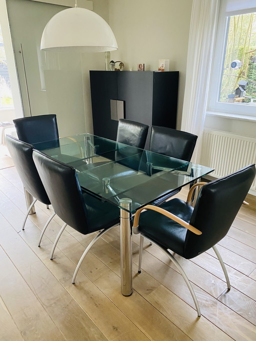 6 Rolf Benz serie 7000 eetkamerstoelen 