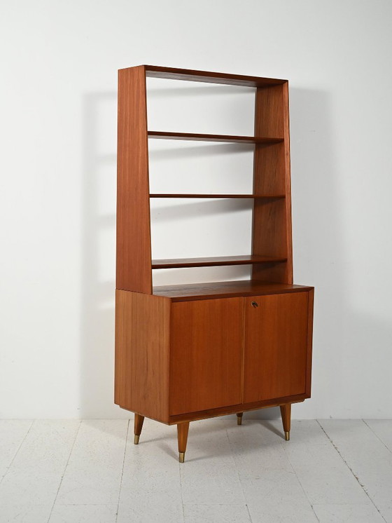 Image 1 of Scandinavische teakhouten boekenkast met kastje, jaren 1950-1960