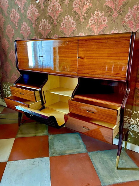 Image 1 of 1 buffet italien vintage de style Art déco avec meuble bar par Osvaldo Borsani