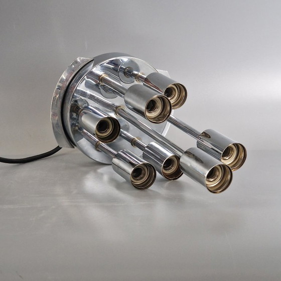 Image 1 of Vintage Space Age hanglamp, glas en verchroomd metaal, toegeschreven aan Doria Leuchten (jaren 60)