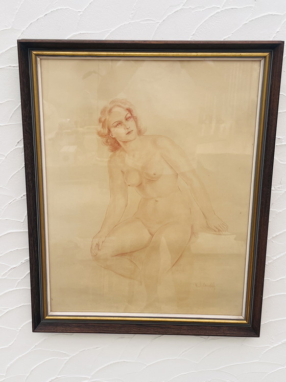 Image 1 of Dibujo Sanguina Mujer Desnuda