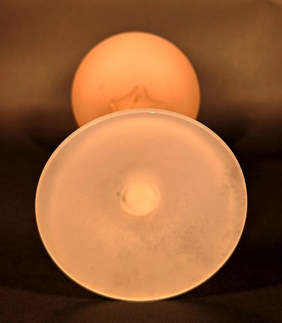 Image 1 of XXL Vintage Pink Italian Frosted Crystal Glass circa 1970 ( Empoli / Murano ) UV Reactive