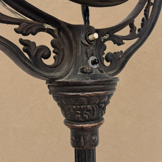 Image 1 of Lampada da terra antica americana in stile Art Nouveau con ventilatore "Luminaire" Cincinnati Victor Co