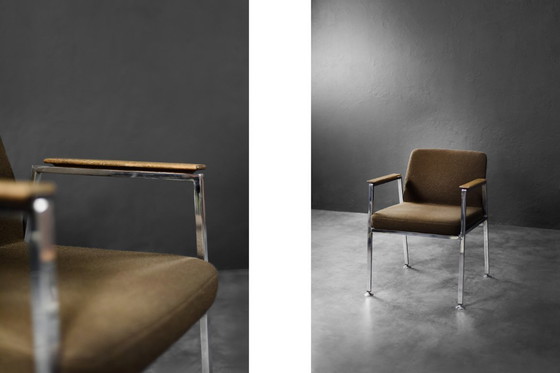 Image 1 of Vintage Mid-Century Duitse moderne bruine vergaderstoel van Drabert, jaren 70