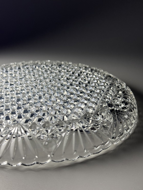Image 1 of Campana para queso/mantequilla de vidrio prensado estilo Art Déco – Verreries de Scailmont, Bélgica, década de 1930