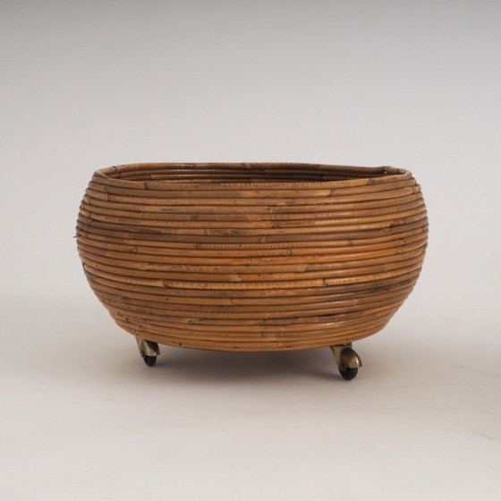Pair of Italian Mid-Century Pencil-Reed Rattan Planters Attributed to Vivai Del Sud – Plant pot (photo 10 of 23)