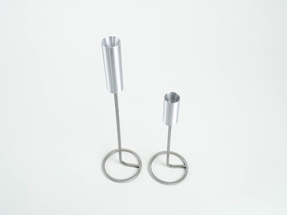 Image 1 of Set aus Metallkerzenständern, dänisches Design, 1970er Jahre, hergestellt in Dänemark