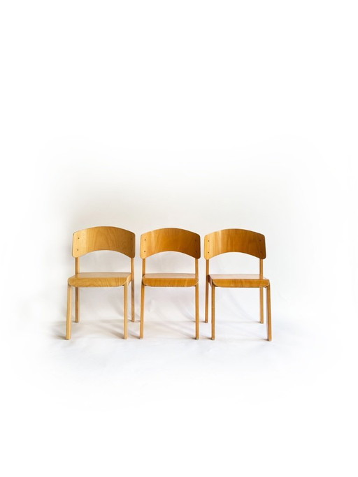 Chaises d'écolier vintage pour enfants, lot de 3 - empilables