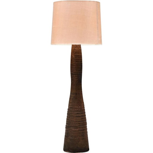 Rustieke vintage vloerlamp met keramieken voet, 1940