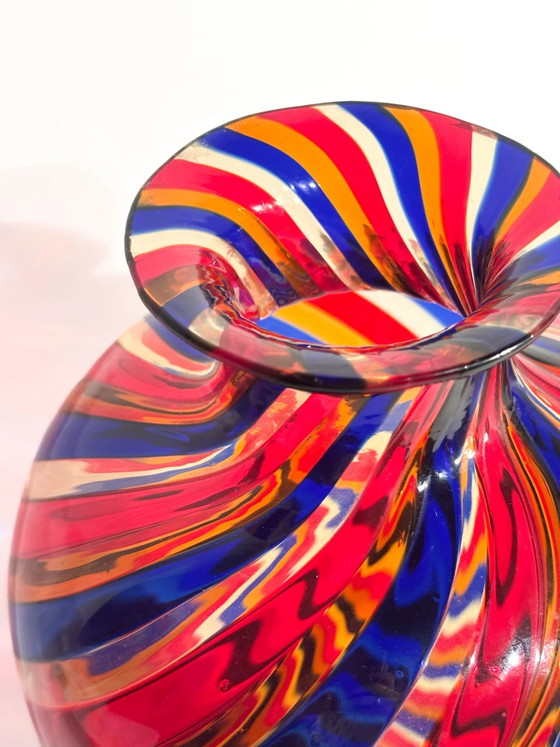 1970s Multicolored Cane Murano Glass Vase (photo 10 of 13)