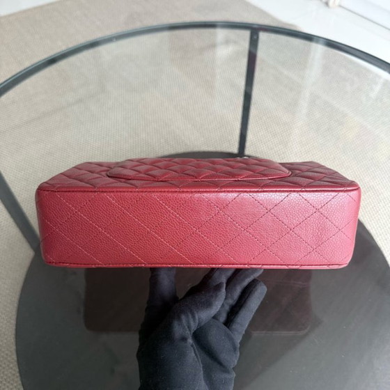 Image 1 of Chanel Classic Flap Medium - Caviar 25CM Quilted Grained Calfskin Dark Red Silver Hardware Series 16