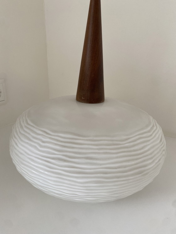 Vintage Louis Kalff "Edam" Hanglamp By Philips - Jaren '60 – Hanglampen, Glass, Wood (photo 8 of 9)