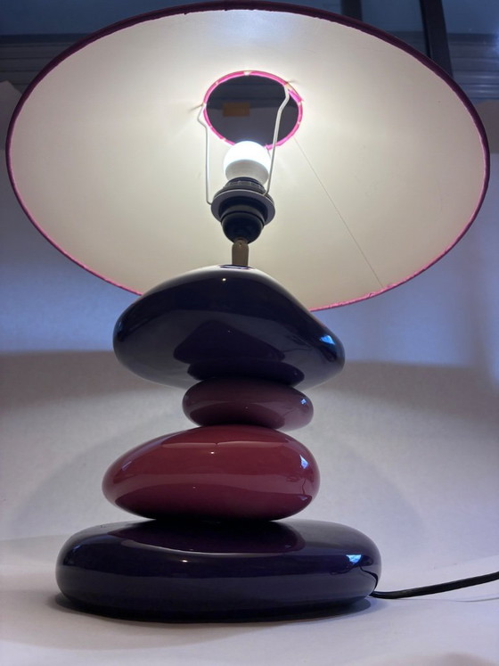 François Châtain Vintage Lamp Roze & Violet – Made In France – François CHATAIN, Tafellampen, Ceramic (photo 4 of 5)