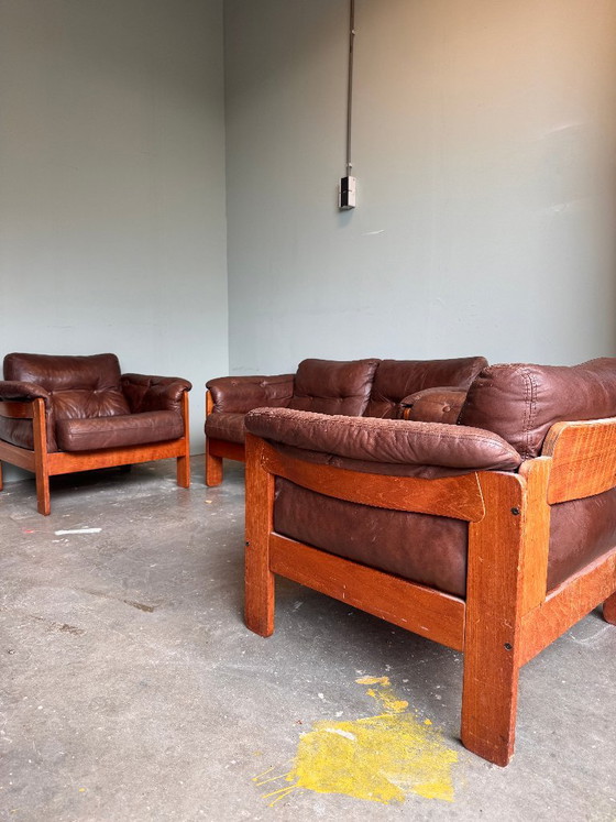 Niels Eilersen Ensemble vintage danois avec canapé et 2 chaises des années 1960 – Coins salon, Leather, Wood (photo 3 of 7)