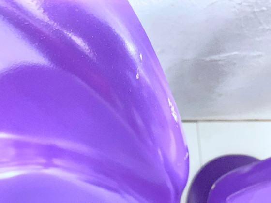 Image 1 of 2 Verner Panton Chairs Classic purple lacquered plastic Vitra signed 90s