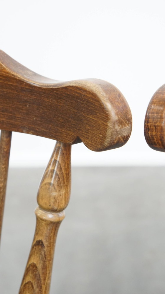 Image 1 of 6 x Antiker holländischer Holzbarhocker