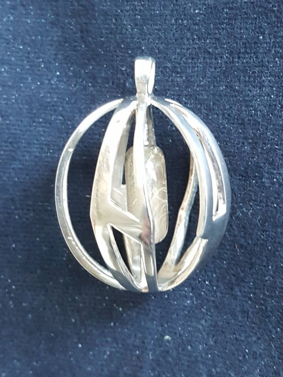 Image 1 of Jewelry: pendant, silver and rock crystal, unique, 1960s