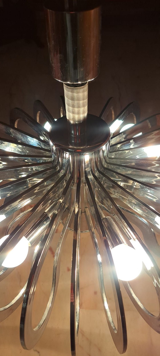 Pop Art / Space Age Lampe 60er Jahre, Deckenleuchten, Metall, Kunststoff, Silber (Foto 8 von 9)