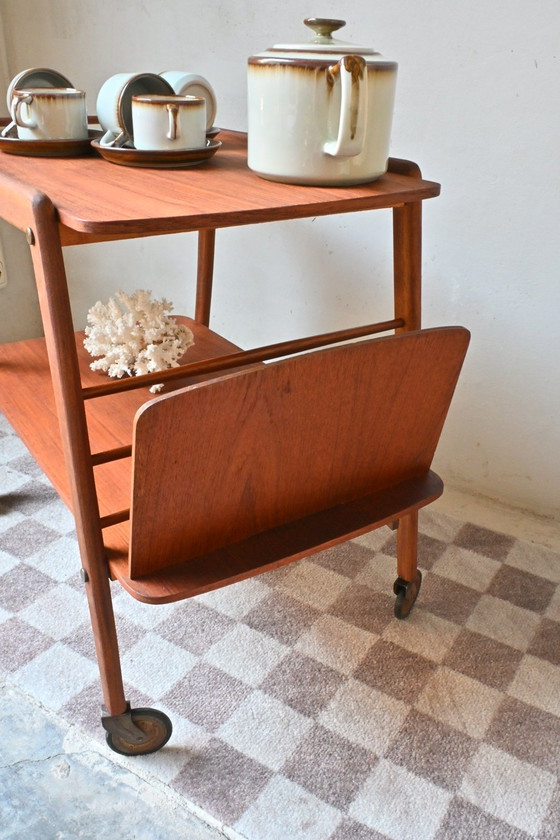 Image 1 of Vintage Teak Barcart Met Tijdschriftvak