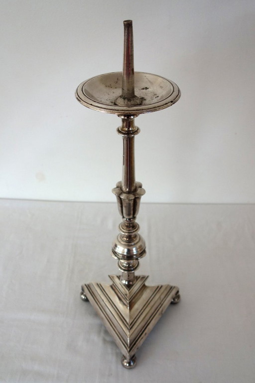 Kerzenhalter aus versilberter Bronze, 19. Jahrhundert, Frankreich