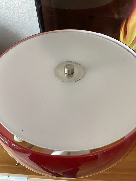 Image 1 of Red table lamp, dimmable, red and white glass
