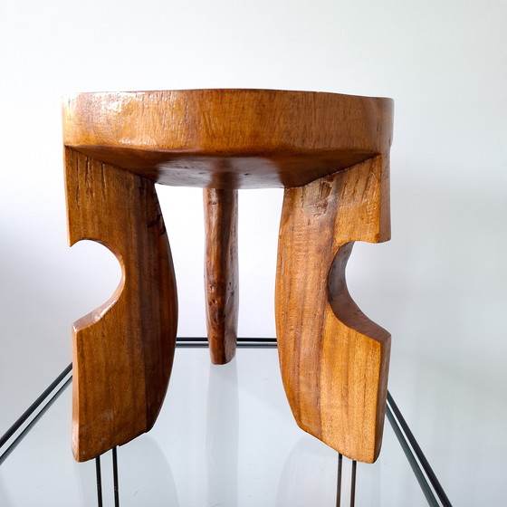 Image 1 of Tripod wooden stool traditional Ethiopian Burchuma