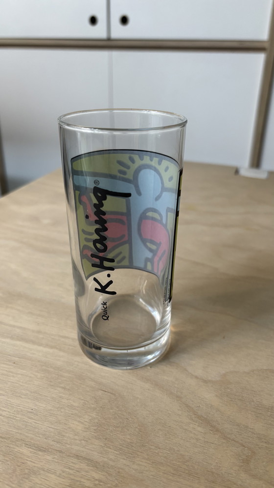 Image 1 of Keith Haring waterglas, glas, jaren ‘90