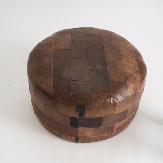 Image 1 of Vintage Leather Patchwork Pouf