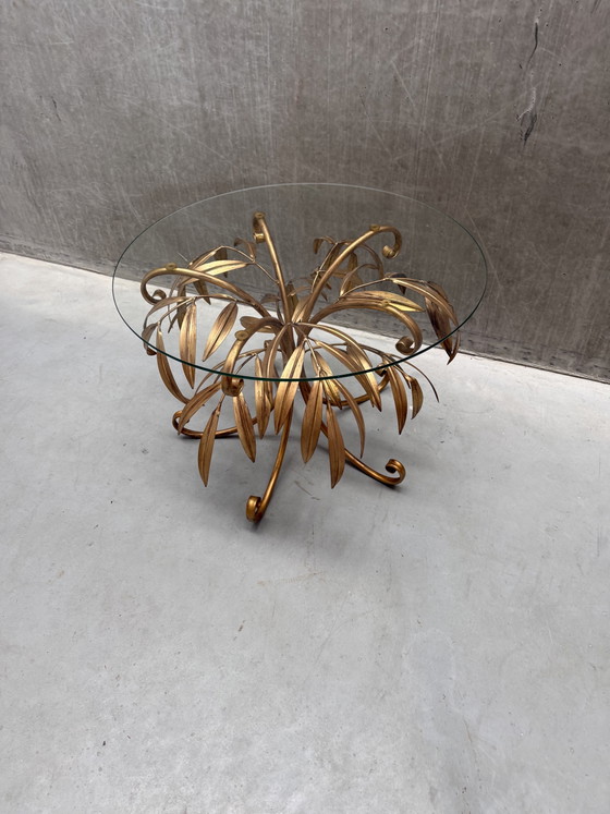 Image 1 of Hans Kögl Side Table Palm Leaves Gold Leaf 1970s