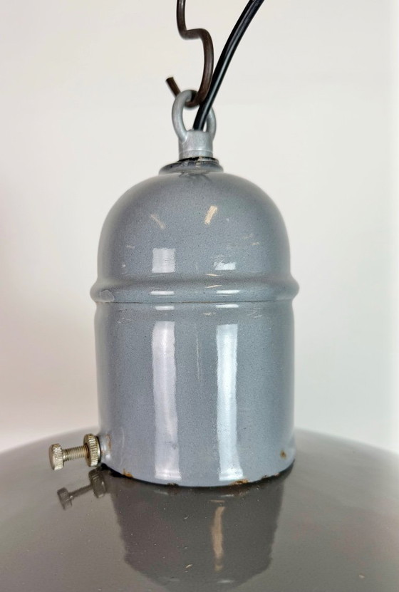 Image 1 of Lampada a sospensione industriale in smalto grigio, anni '60