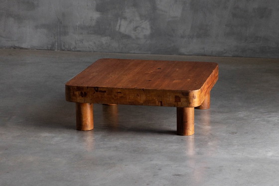Image 1 of Brutalist Pine Low Coffee Table, France, 1960s