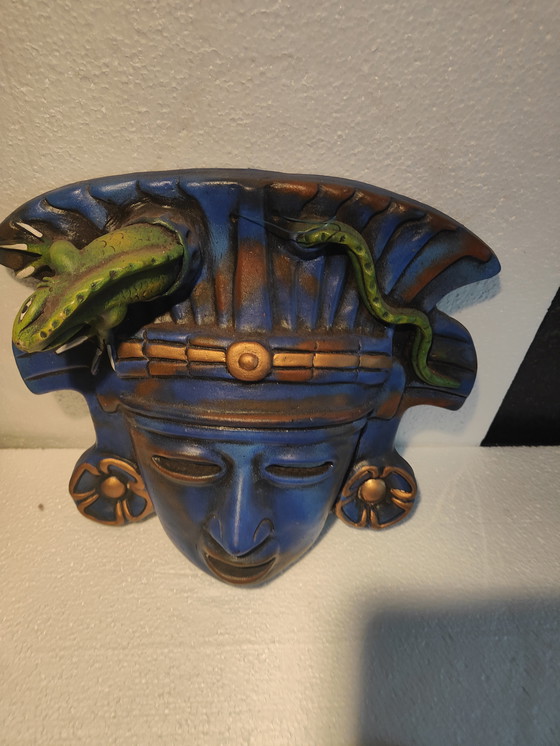 Image 1 of Maya masker, Maya-/Azteekse kunst, 3D-keramiek, handgemaakt