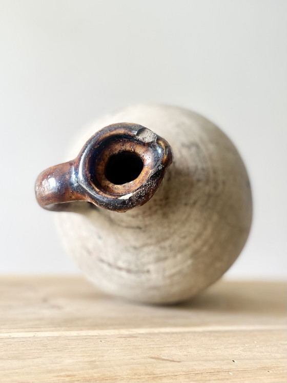 Image 1 of French Antique Jug Pitcher french pottery · farmhouse decor · primitive earthenware · country french decor 